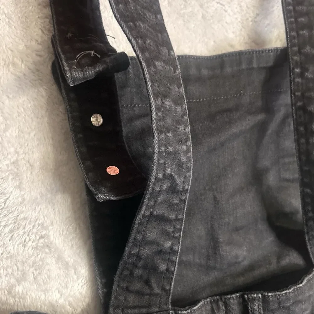 Hell Bunny Dakota Denim Pinafore Dress size large Overalls Skirt Dark Jean Dress - Picture 9 of 9